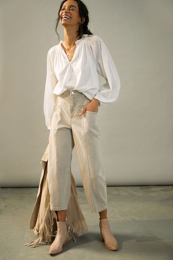 Download Pilcro Shawn Cropped Balloon-Leg Trousers | Anthropologie UK