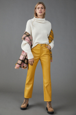 yellow leather pants