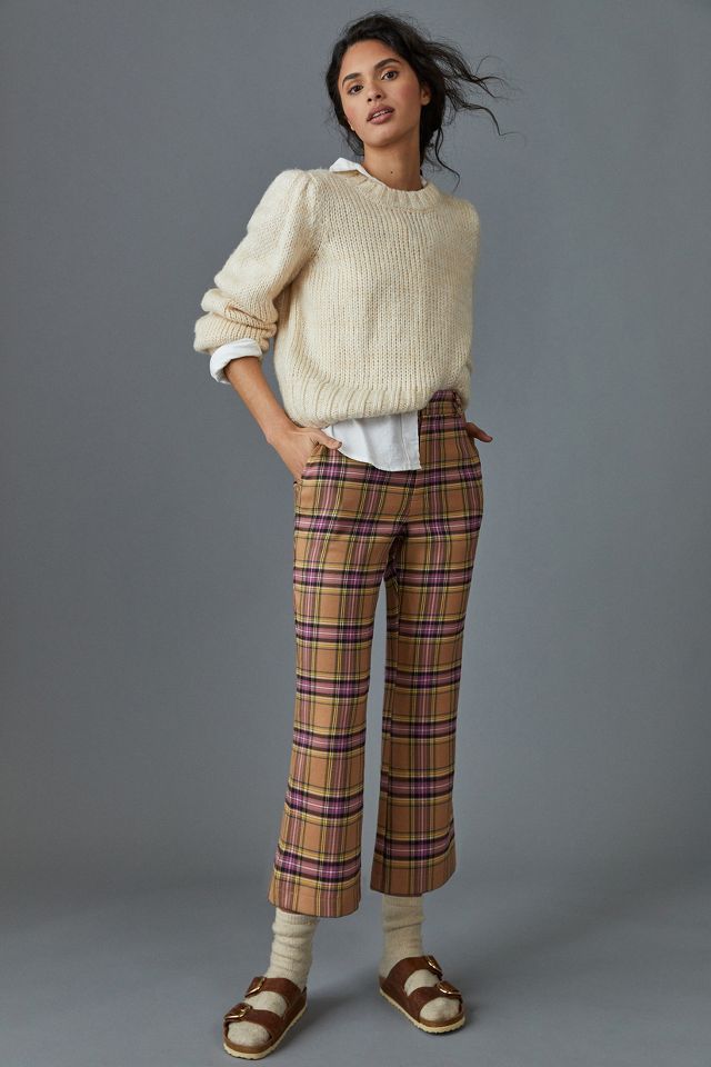 Maria Kick Flare Plaid Pants | Anthropologie