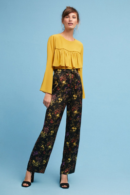 high waisted floral trousers