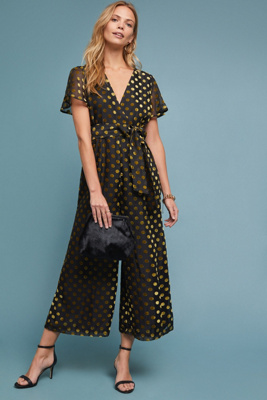 anthropologie polka dot jumpsuit