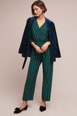 anthropologie striped jumpsuit