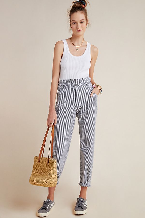 Slide View: 1: Seersucker Paperbag Pants