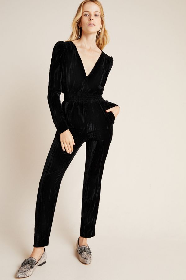 ML Monique Lhuillier Velvet Jumpsuit Anthropologie