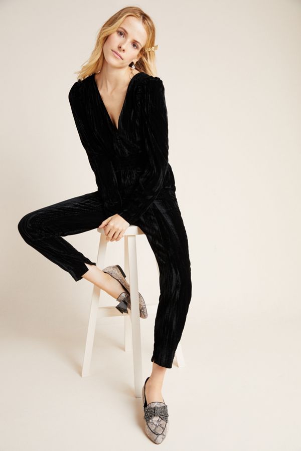 ML Monique Lhuillier Velvet Jumpsuit Anthropologie