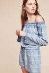 Cloth & Stone Striped Chambray Off-The-Shoulder Romper #1