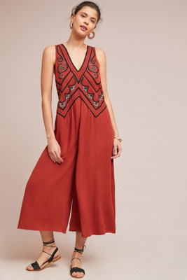 anthropologie red jumpsuit