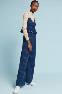 anthropologie striped jumpsuit