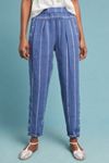 blue and white striped linen pants