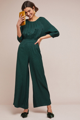 anthropologie green jumpsuit