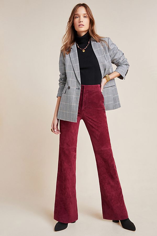 Slide View: 1: Carson Suede Bootcut Trousers