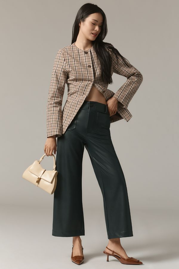 Slide View: 1: The Colette Cropped Wide-Leg Pants by Maeve: Faux-Leather Edition