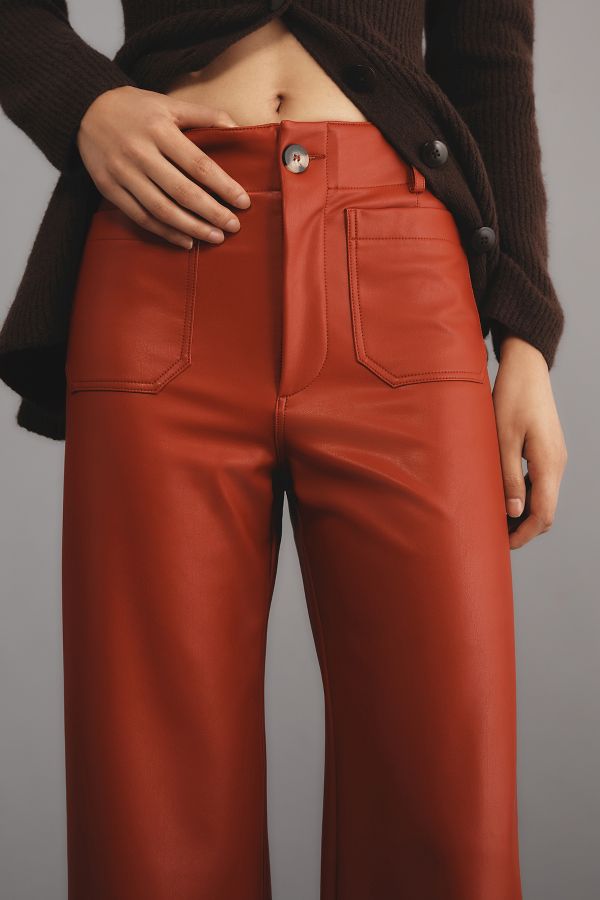 Vista de diapositivas: 2: Maeve The Colette Cropped Vegan Leather Trousers