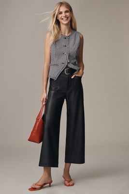 The Colette Faux-Leather Crop Wide-Leg Pants by Maeve