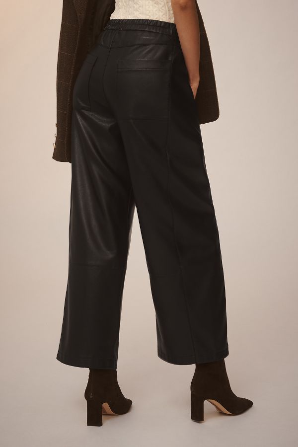 Slide View: 3: The Izzie Relaxed Pull-On Barrel Pants by Pilcro: Faux-Leather Edition