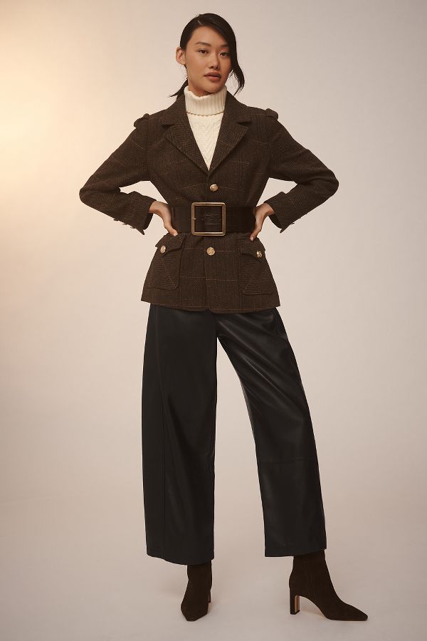 Slide View: 4: The Izzie Relaxed Pull-On Barrel Pants by Pilcro: Faux-Leather Edition