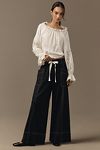 Thumbnail View 1: Maeve Tie-Waist Wide-Leg Pants: Contrast-Stitch Edition