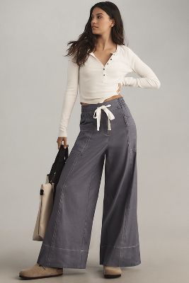 Maeve Tie-Waist Wide-Leg Pants: Contrast-Stitch Edition