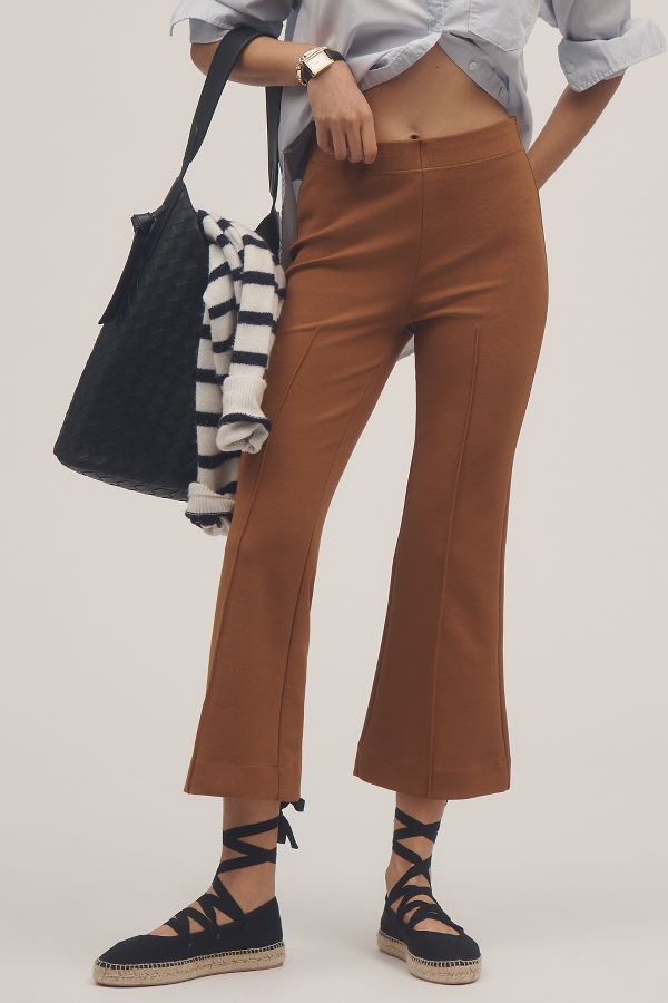 Slide View: 2: The Margot Kick-Flare Cropped Pants by Maeve: Textured Edition