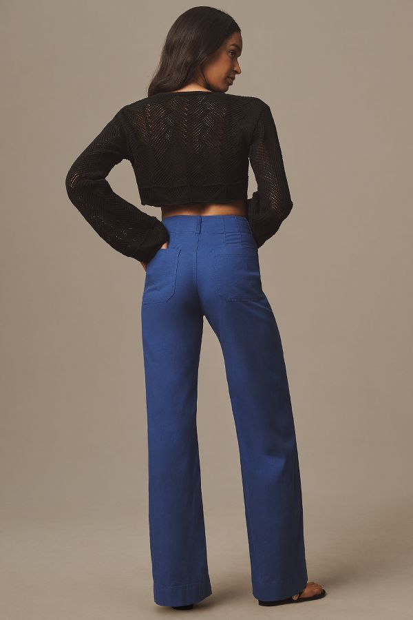 Slide View: 3: The Colette Full-Length Wide-Leg Pants by Maeve: Beachy Linen Edition