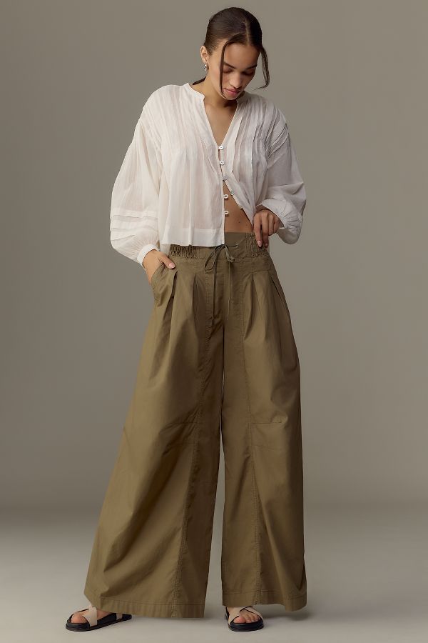 Slide View: 1: By Anthropologie Wide-Leg Parachute Pants