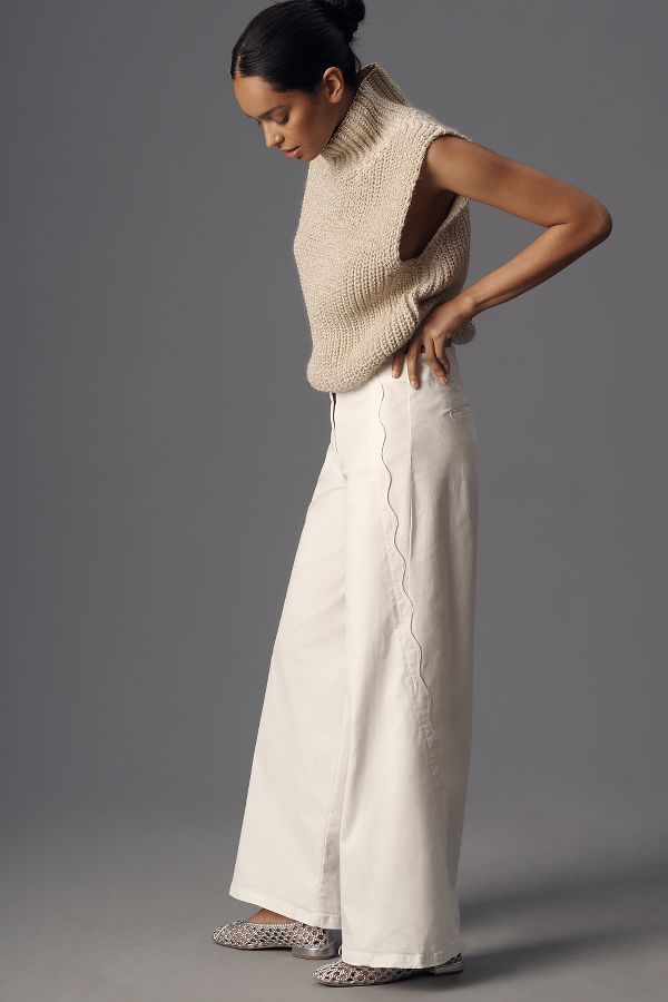 Slide View: 3: Maeve Scallop Wide-Leg Pants