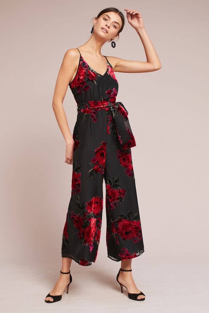 Floral Burnout Waisted Jumpsuit | Anthropologie