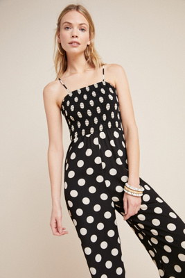 anthropologie polka dot jumpsuit