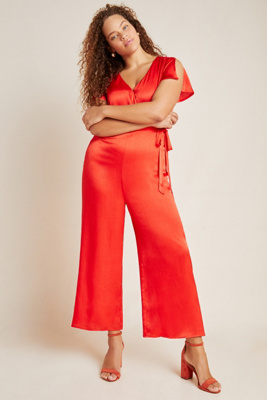 orange satin jumpsuit