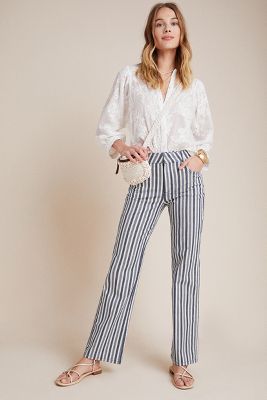 striped bootcut pants