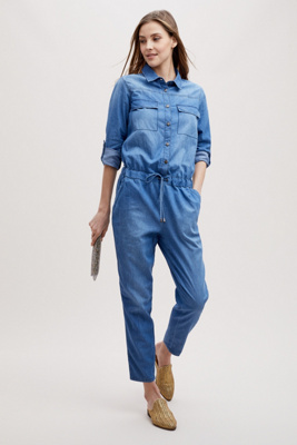 anthropologie jean jumpsuit