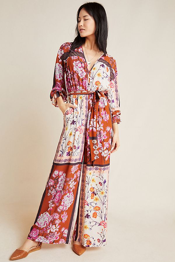 Slide View: 1: Claire Patchwork Wide-Leg Jumpsuit