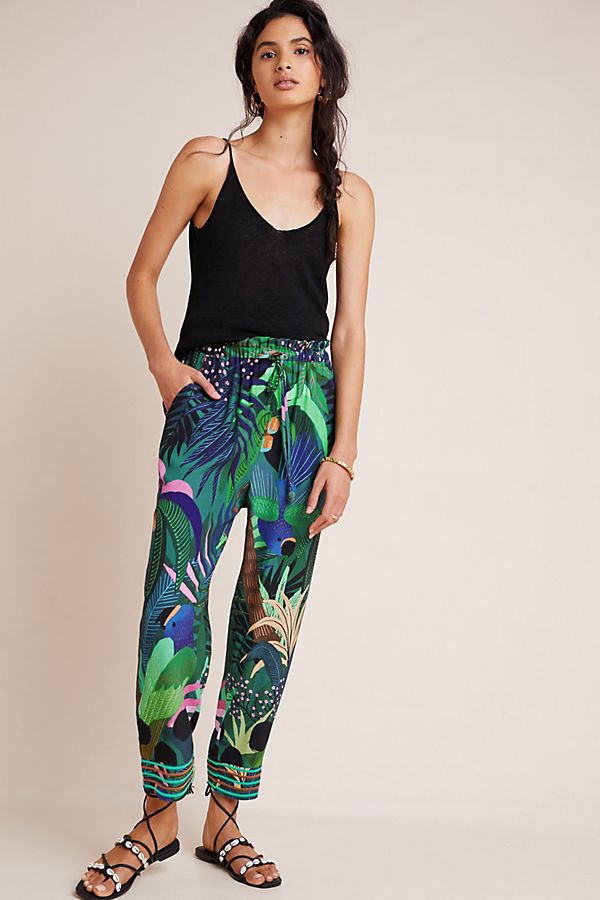 Slide View: 1: Farm Rio Tropique Embroidered Pants