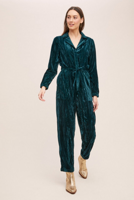 anthropologie velvet jumpsuit