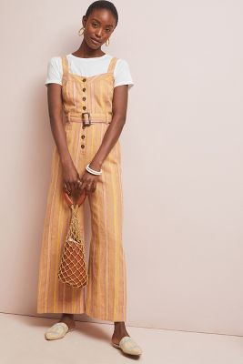 anthropologie striped jumpsuit