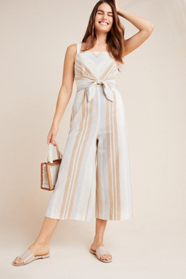 anthropologie striped jumpsuit