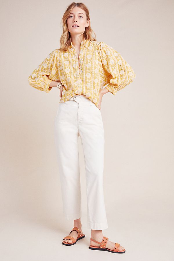 Slide View: 1: Belted Canvas Trousers