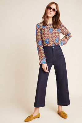 denim trousers wide leg