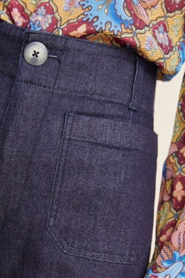 wide leg denim trousers