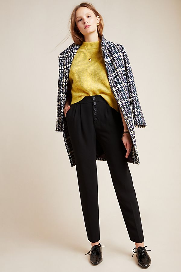 Slide View: 1: Sasha Button-Fly Tapered Trousers
