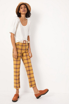 yellow plaid flare pants