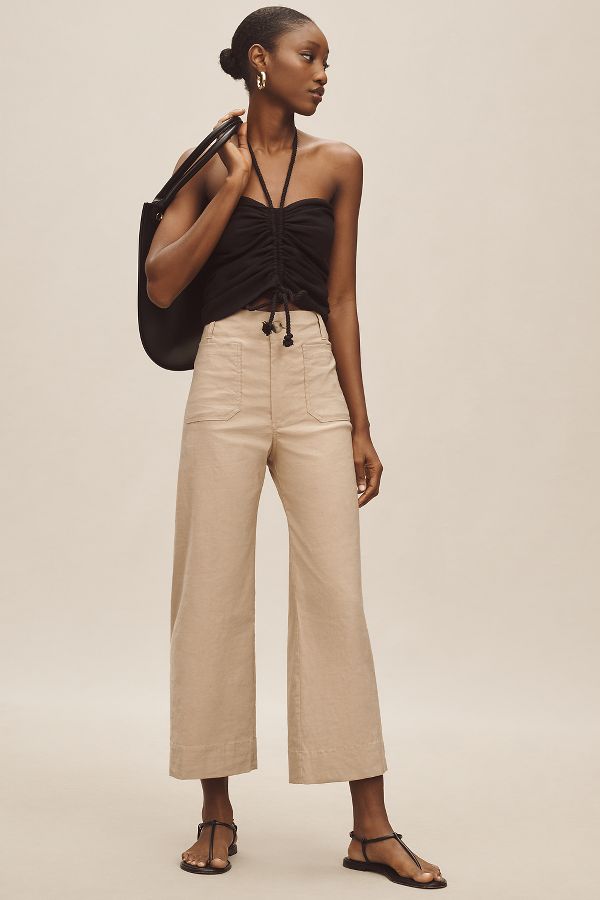 Slide View: 1: The Colette Cropped Wide-Leg Pants by Maeve: Magic Fabric Edition