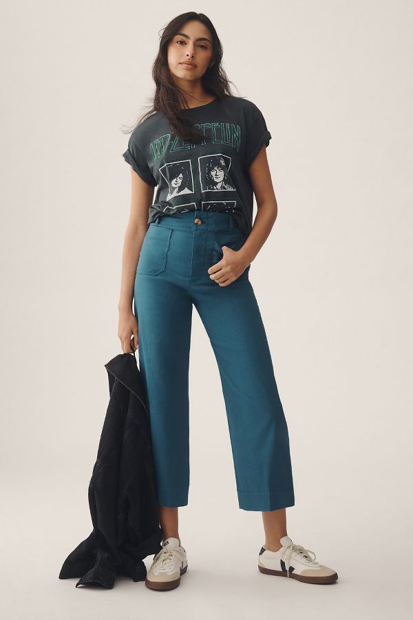 Slide View: 1: The Colette Cropped Wide-Leg Pants by Maeve