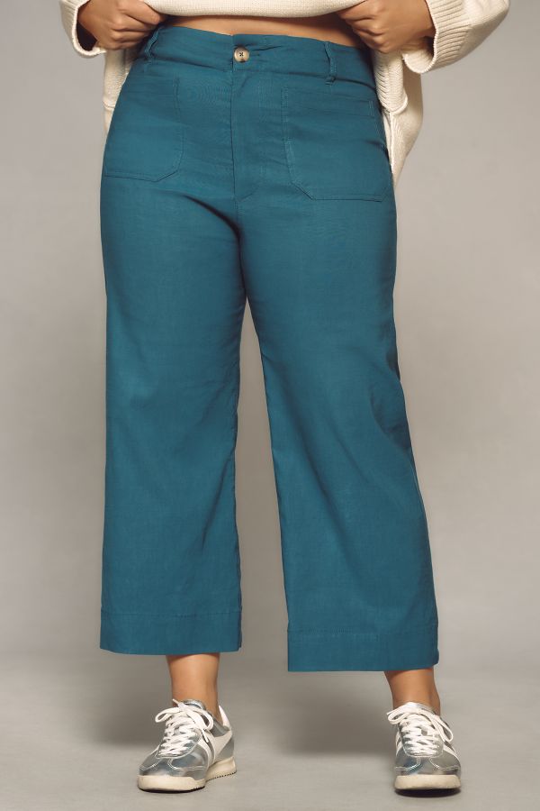 Slide View: 5: The Colette Cropped Wide-Leg Pants by Maeve