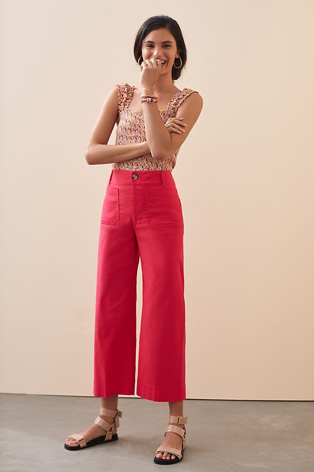 Maeve Colette Cropped Wide-Leg Pants | Anthropologie