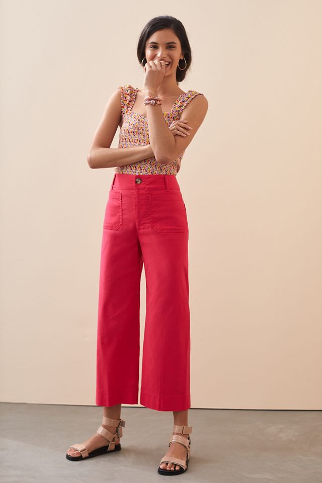 Maeve Colette Cropped Wide-Leg Pants | Anthropologie