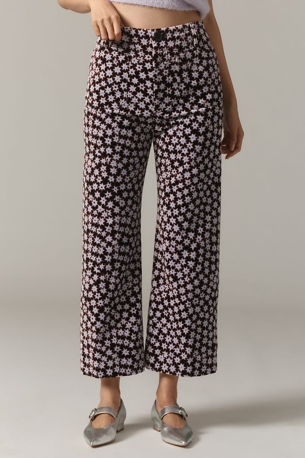 Slide View: 3: The Colette Cropped Wide-Leg Pants by Maeve: Velvet Edition