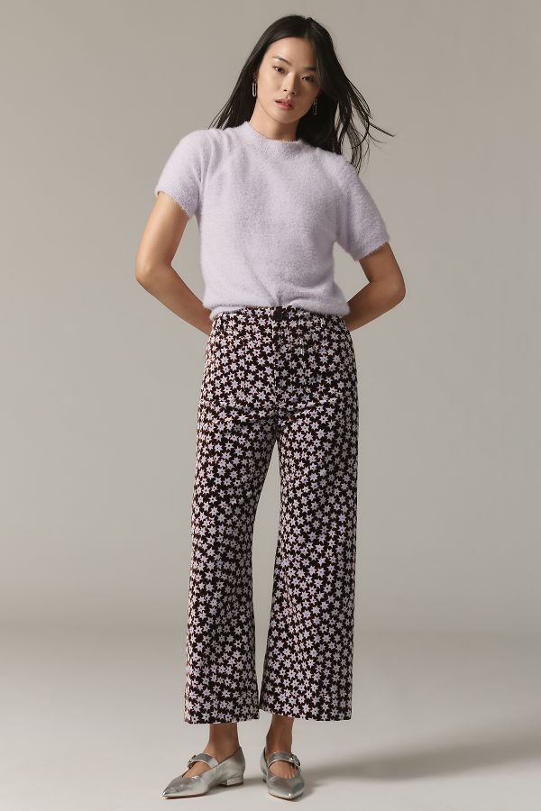 Slide View: 2: The Colette Cropped Wide-Leg Pants by Maeve: Velvet Edition