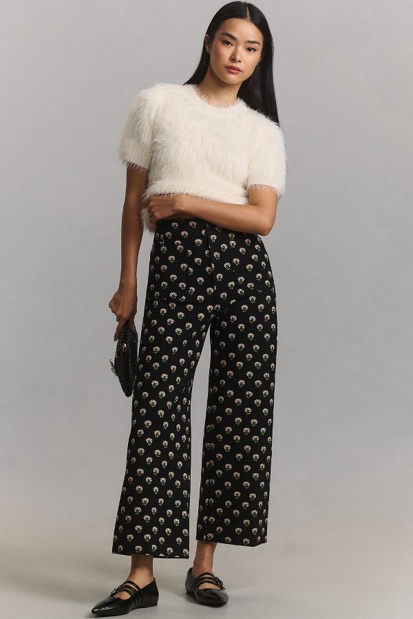 Slide View: 1: The Colette Cropped Wide-Leg Ponte Pants by Maeve