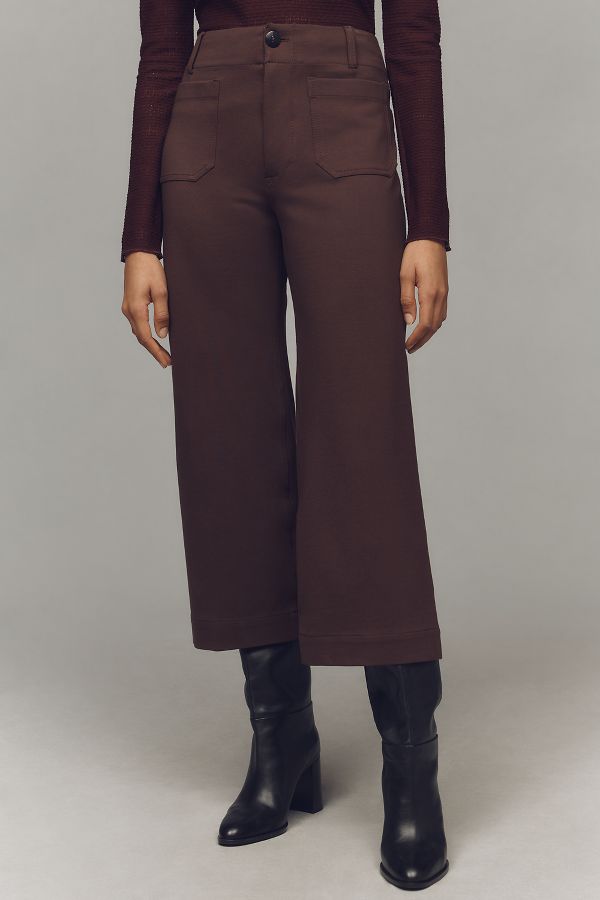 Slide View: 2: The Colette Cropped Wide-Leg Pants by Maeve: Ponte Edition